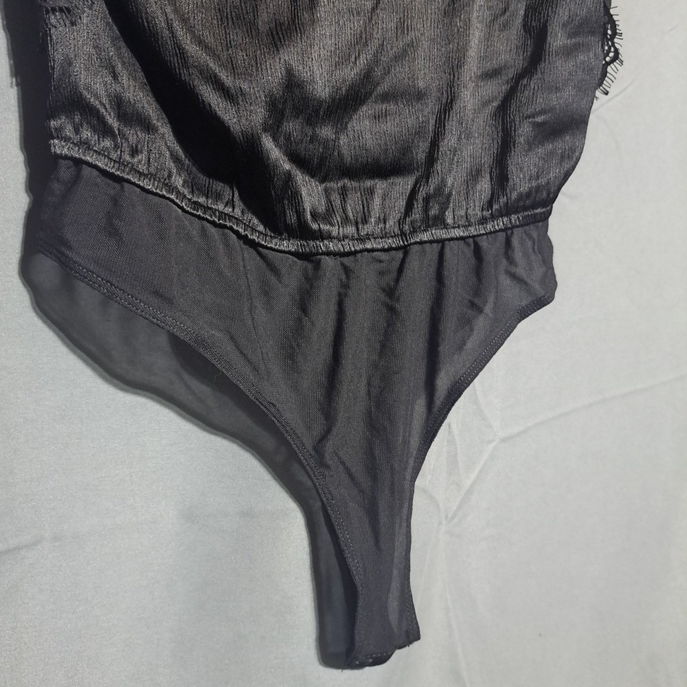 Forever 21 Women's M Black Lace Silk Bodysuit‎ Sexy Nightclub - Picture 6 of 6